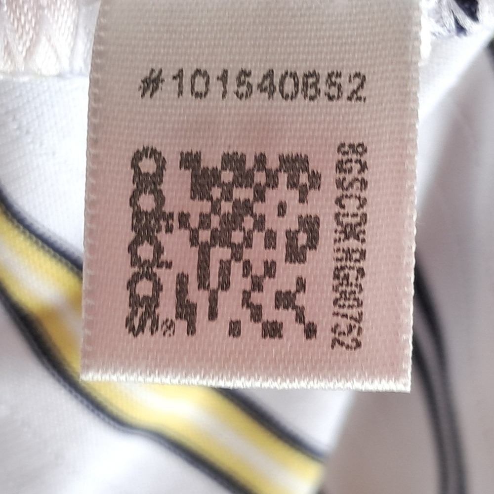 Adidas Golf Mens 2XL Striped Polo Shirt White Blue Yellow Short Sleeve RN 88387 - Picture 11 of 11